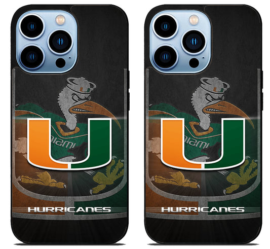 Miami Hurricanes Background iPhone 15 Pro | iPhone 15 Pro Max Case