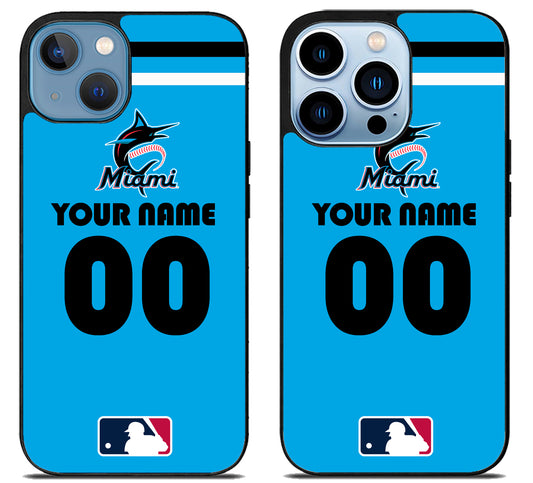 Custom Personalized Miami Marlins MLB iPhone 13 | 13 Mini | 13 Pro | 13 Pro Max Case