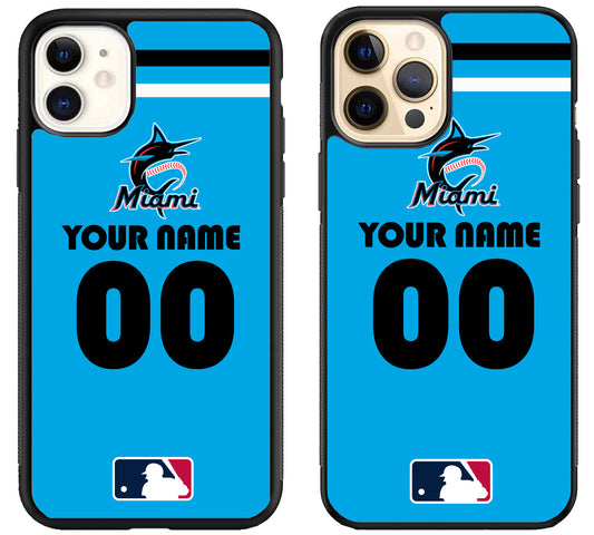 Custom Personalized Miami Marlins MLB iPhone 12 | 12 Mini | 12 Pro | 12 Pro Max Case