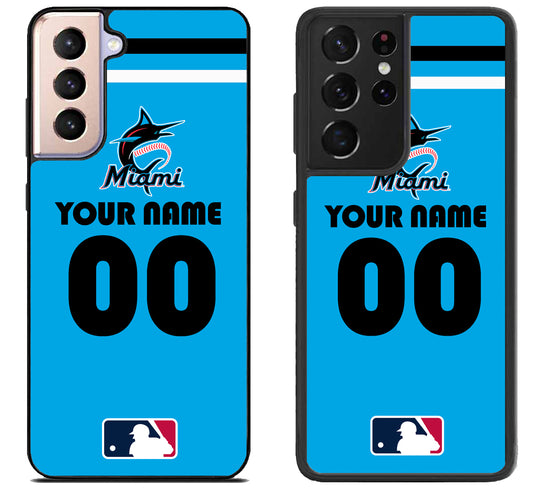 Custom Personalized Miami Marlins MLB Samsung Galaxy S21 | S21 FE | S21+ | S21 Ultra Case