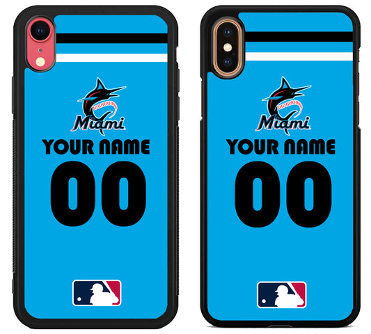 Custom Personalized Miami Marlins MLB iPhone X | Xs | Xr | Xs Max Case