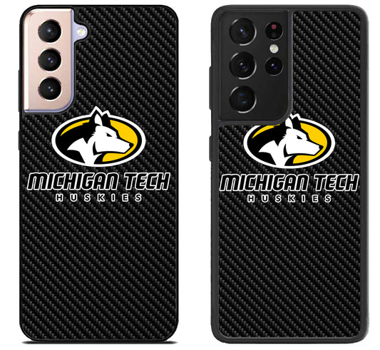 Michigan Tech Huskies Carbon Samsung Galaxy S21 | S21 FE | S21+ | S21 Ultra Case