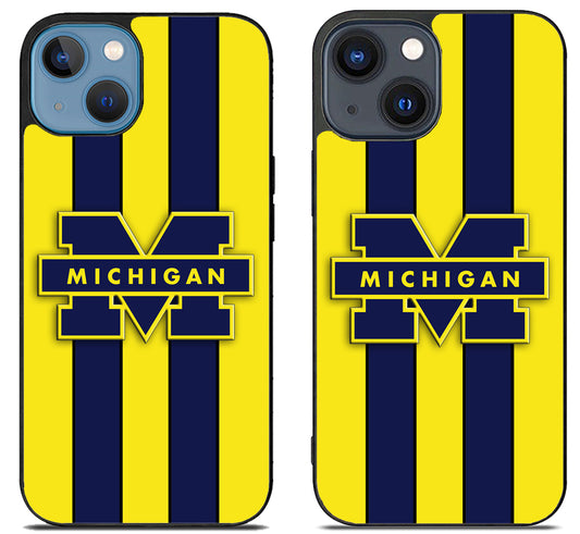 Michigan Wolverines Logo Striped iPhone 15 | iPhone 15 Plus Case