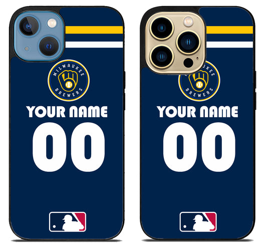 Custom Personalized Milwaukee Brewers MLB iPhone 14 | 14 Plus | 14 Pro | 14 Pro Max Case