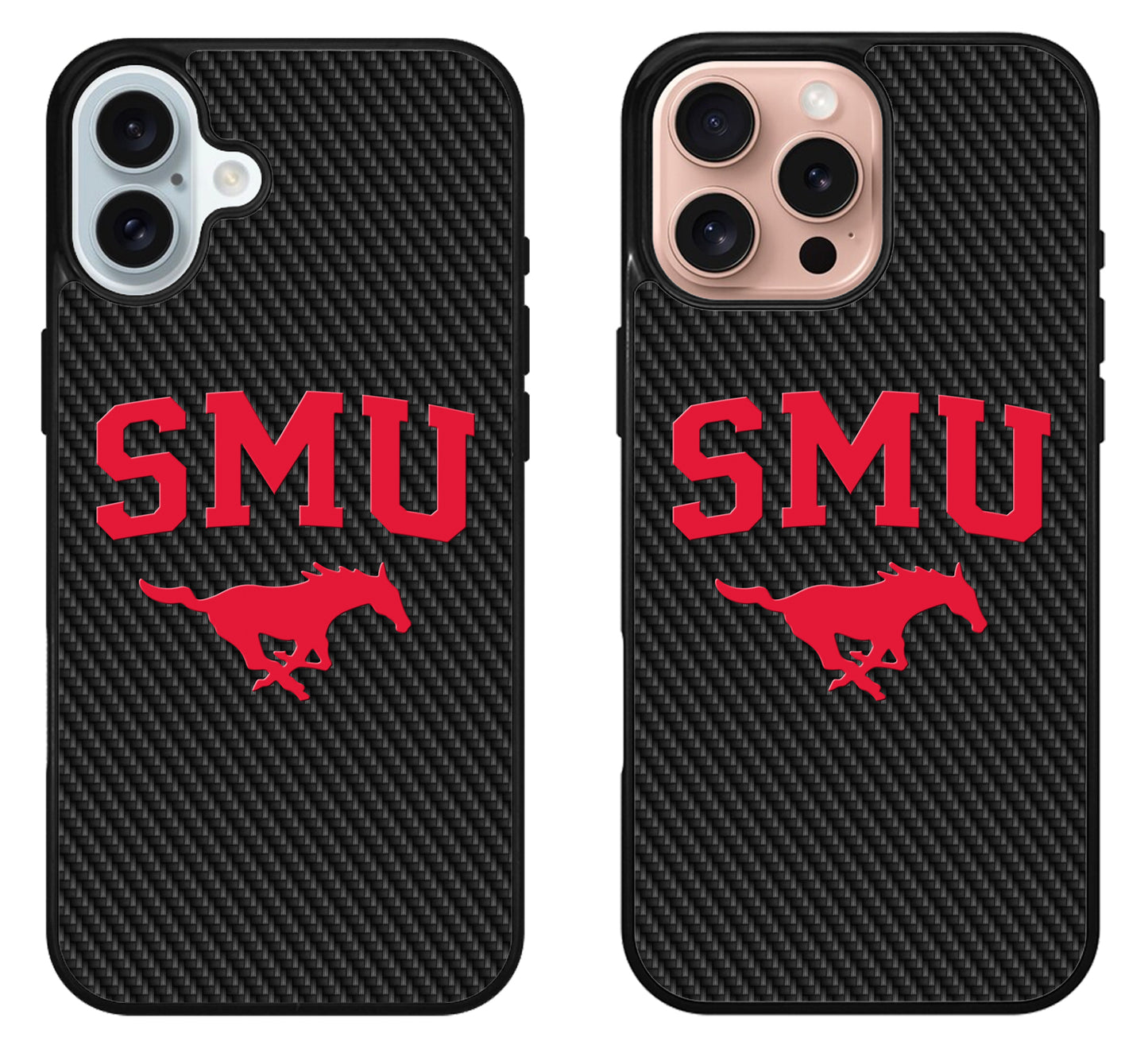 SMU Mustangs Black Carbon iPhone 16 | 16 Plus | 16 Pro | 16 Pro Max Case