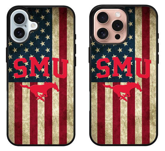 SMU Mustangs Flag Logo iPhone 16 | 16 Plus | 16 Pro | 16 Pro Max Case