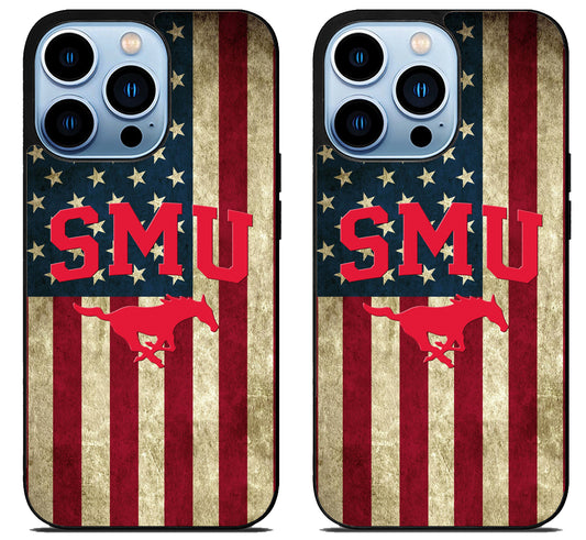 SMU Mustangs Flag Logo iPhone 15 Pro | iPhone 15 Pro Max Case