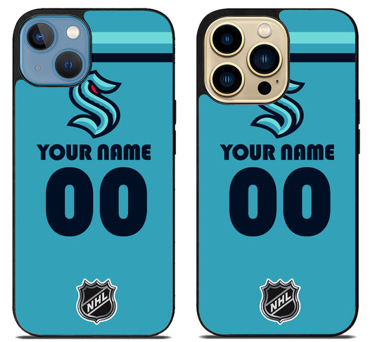 Custom Personalized Seattle Kraken NHL iPhone 14 | 14 Plus | 14 Pro | 14 Pro Max Case