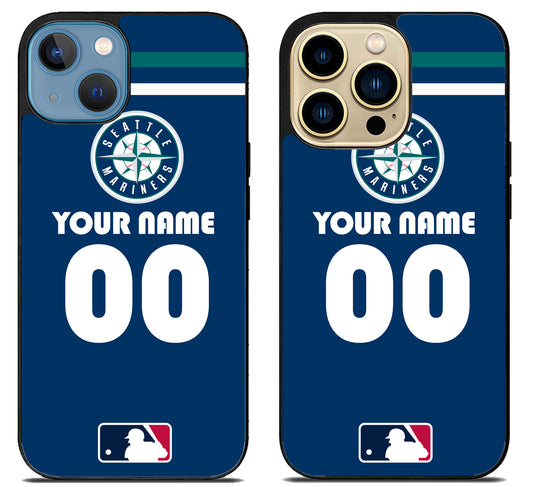 Custom Personalized Seattle Mariners MLB iPhone 14 | 14 Plus | 14 Pro | 14 Pro Max Case