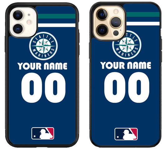 Custom Personalized Seattle Mariners MLB iPhone 12 | 12 Mini | 12 Pro | 12 Pro Max Case
