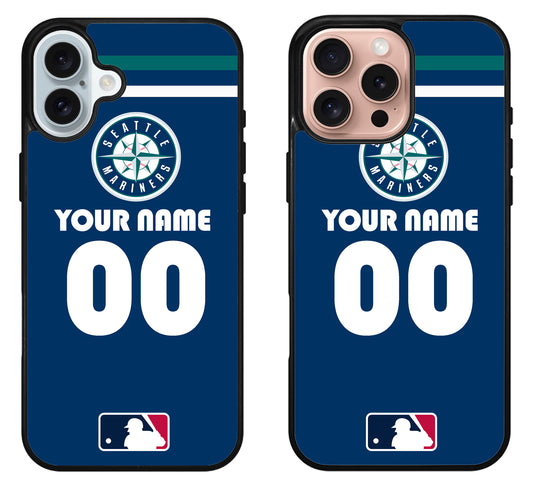 Custom Personalized Seattle Mariners iPhone 16 | 16 Plus | 16 Pro | 16 Pro Max Case