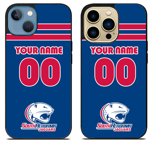 Custom Personalized South Alabama Jaguars iPhone 14 | 14 Plus | 14 Pro | 14 Pro Max Case