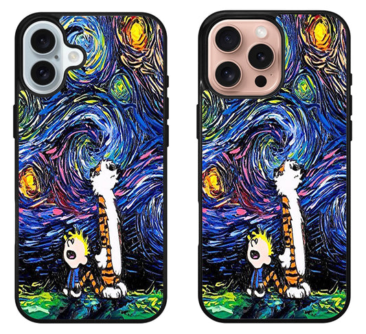 Starry Night Calvin And Hobbes iPhone 16 | 16 Plus | 16 Pro | 16 Pro Max Case