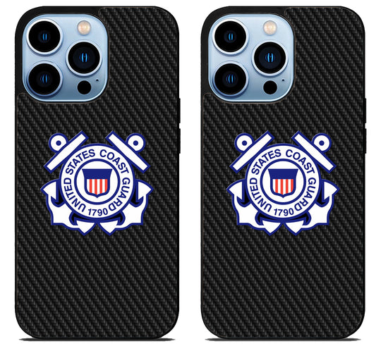 US Coast Guard Logo Carbon iPhone 15 Pro | iPhone 15 Pro Max Case