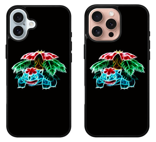 Venusaur Pokemon Black iPhone 16 | 16 Plus | 16 Pro | 16 Pro Max Case