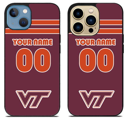 Custom Personalized Virginia Tech Hokies iPhone 14 | 14 Plus | 14 Pro | 14 Pro Max Case