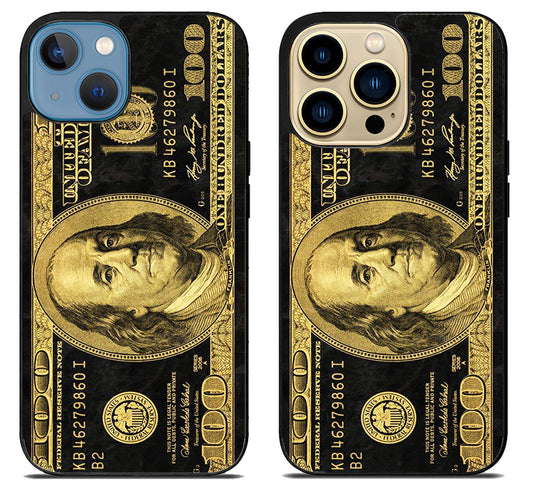 100 Dollar bill Black and Gold iPhone 14 |  14 Plus | 14 Pro | 14 Pro Max Case