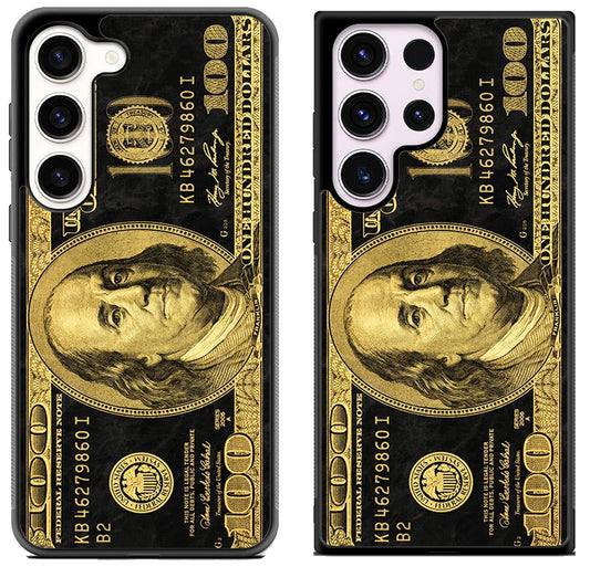 100 Dollar bill Black and Gold Samsung Galaxy S23 I S23+ I S23 Ultra Case