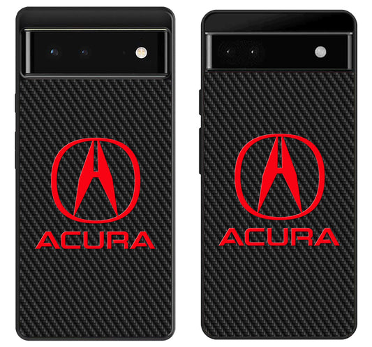 Acura Red Black Carbon Google Pixel 6 | 6A | 6 Pro Case