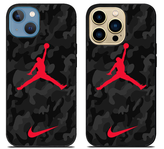 Air Jordan Red Black Camo iPhone 14 | 14 Plus | 14 Pro | 14 Pro Max Case