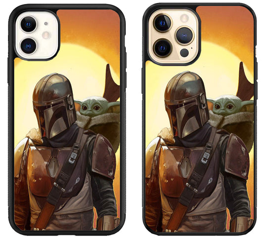 Boba Fett And The Cild Baby Yoda Mandalorian iPhone 12 | 12 Mini | 12 Pro | 12 Pro Max Case