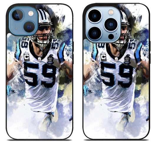 Carolina panthers Luke kuechly Artwork iPhone 13 | 13 Mini | 13 Pro | 13 Pro Max Case
