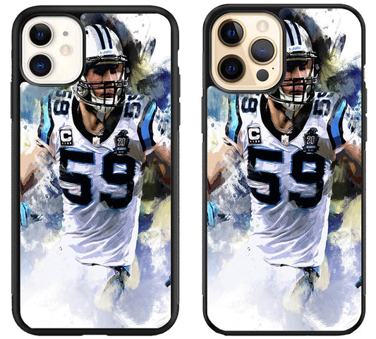 Carolina panthers Luke kuechly Artwork iPhone 12 | 12 Mini | 12 Pro | 12 Pro Max Case