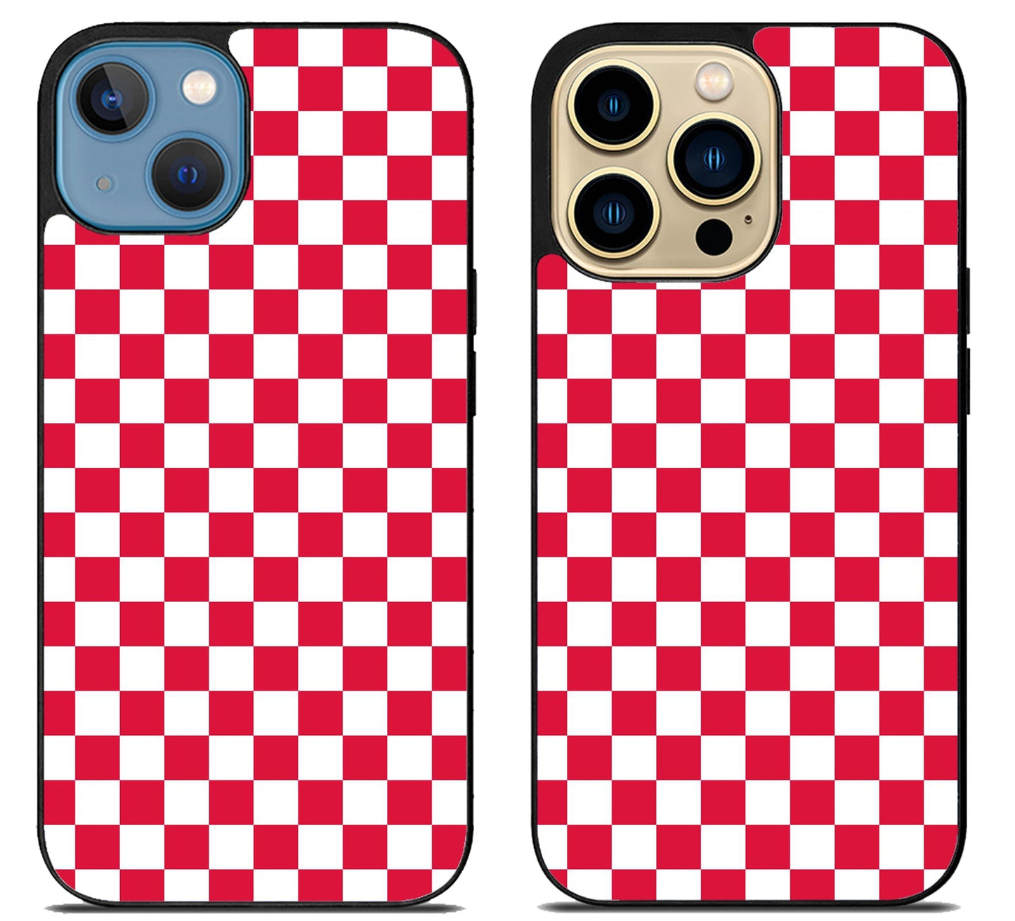 Checkerboard Flame Vanz Red And White iPhone 14 | 14 Plus | 14 Pro | 14 Pro Max Case