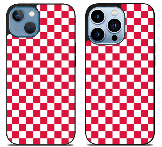 Checkerboard Flame Vanz Red And White iPhone 13 | 13 Mini | 13 Pro | 13 Pro Max Case