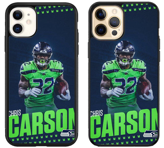 Chris Carson Seattle Seahawks iPhone 12 | 12 Mini | 12 Pro | 12 Pro Max Case