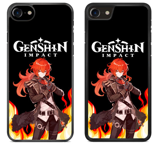 Diluc Collage Genshin Impact Cover iPhone SE 2020 | iPhone SE 2022 Case