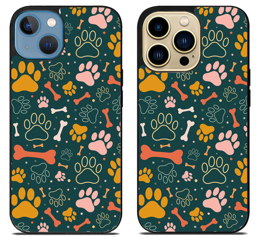Dog Paw Pattern iPhone 14 | 14 Plus | 14 Pro | 14 Pro Max Case