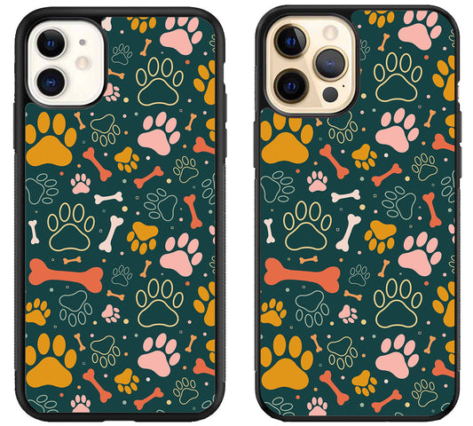 Dog Paw Pattern iPhone 12 | 12 Mini | 12 Pro | 12 Pro Max Case