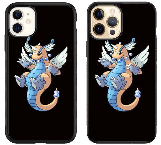 Dragonite Pokemon Black iPhone 12 | 12 Mini | 12 Pro | 12 Pro Max Case