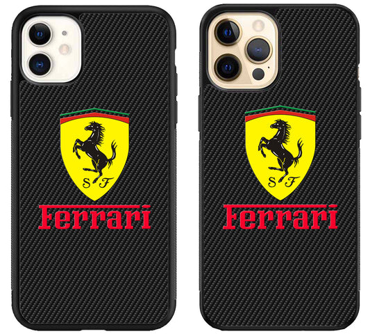 Ferrari Black Carbon iPhone 12 | 12 Mini | 12 Pro | 12 Pro Max Case