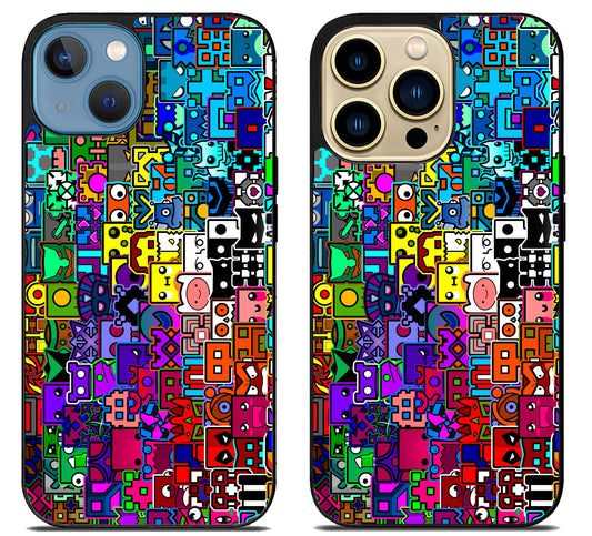 Geometry Dash Icon Collage iPhone 14 | 14 Plus | 14 Pro | 14 Pro Max Case