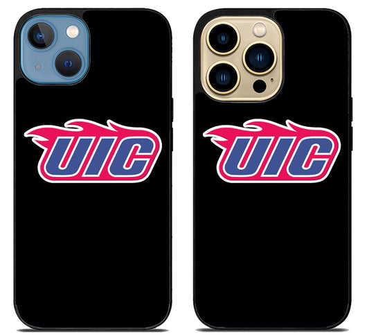 Illinois Chicago Flames Black iPhone 14 | 14 Plus | 14 Pro | 14 Pro Max Case
