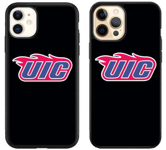 Illinois Chicago Flames Black iPhone 12 | 12 Mini | 12 Pro | 12 Pro Max Case