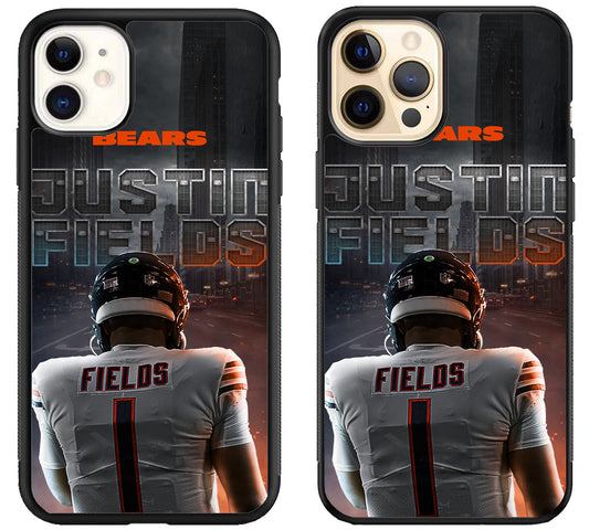 Justin Fields Chicago Bears Background iPhone 12 | 12 Mini | 12 Pro | 12 Pro Max Case