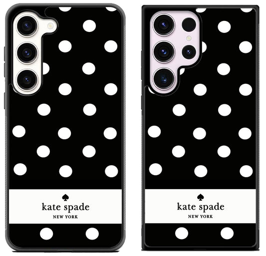 Kate Spade Black Polkadot Striped Samsung Galaxy S23 | S23+ | S23 Ultra Case