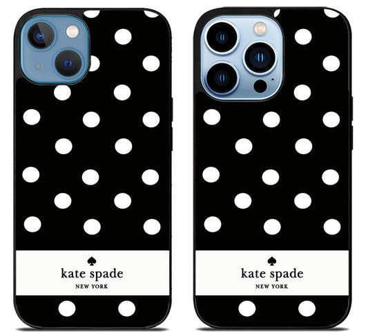Kate Spade Black Polkadot Striped iPhone 13 | 13 Mini | 13 Pro | 13 Pro Max Case