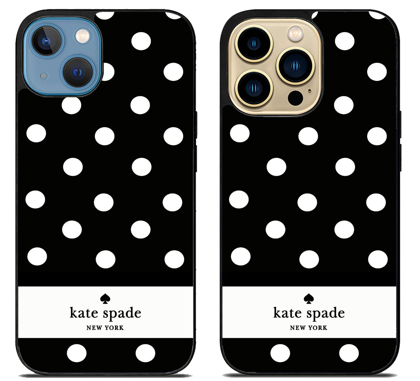 Kate Spade Black Polkadot Striped iPhone 14 | 14 Plus | 14 Pro | 14 Pro Max Case