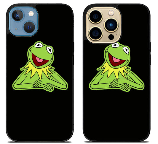Kermit The Frog Black iPhone 14 | 14 Plus | 14 Pro | 14 Pro Max Case