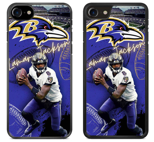 Lamar Jackson Baltimore Ravens Background iPhone SE 2020 | iPhone SE 2022 Case