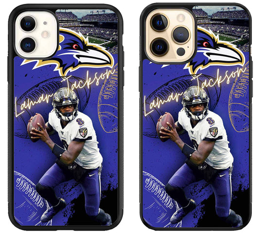 Lamar Jackson Baltimore Ravens Background iPhone 12 | 12 Mini | 12 Pro | 12 Pro Max Case