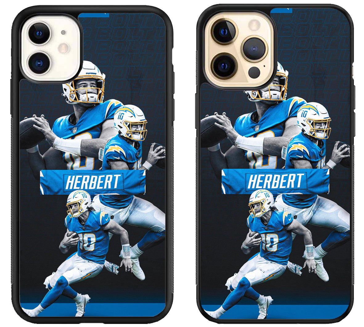 Los Angeles Charger Justin Herbert Collage iPhone 12 | 12 Mini | 12 Pro | 12 Pro Max Case