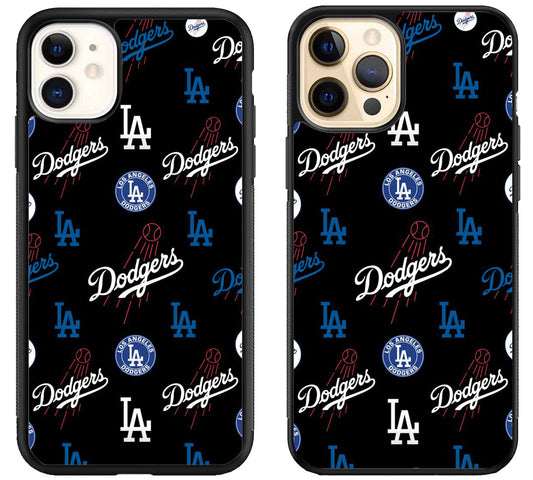 Los Angeles Dodgers Logo Collage iPhone 12 | 12 Mini | 12 Pro | 12 Pro Max Case