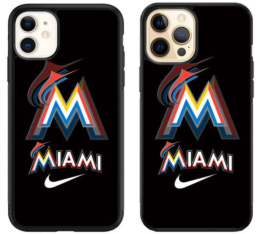 Miami Marlins Black iPhone 12 | 12 Mini | 12 Pro | 12 Pro Max Case