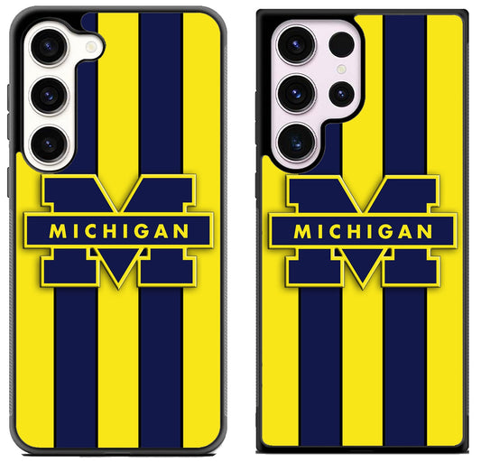 Michigan Wolverines Logo Striped Samsung Galaxy S23 | S23+ | S23 Ultra Case
