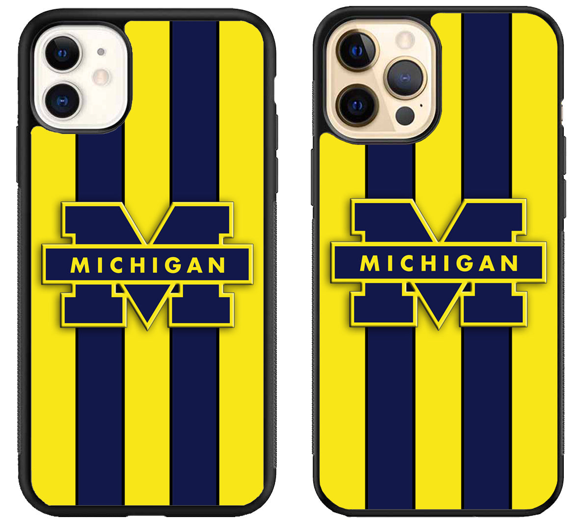 Michigan Wolverines Logo Striped iPhone 12 | 12 Mini | 12 Pro | 12 Pro Max Case